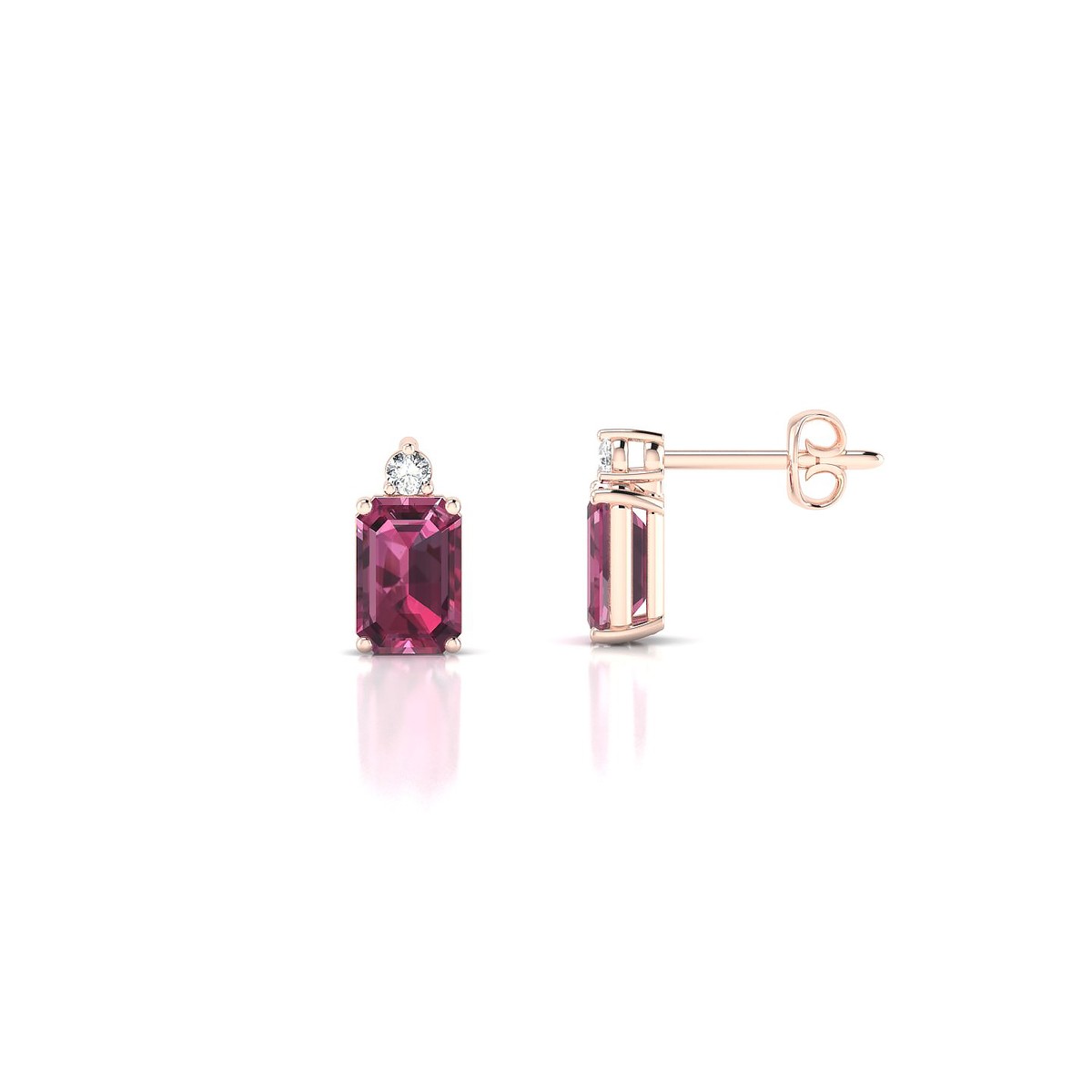 Sparkle | 18k Rose Gold 6 x 4 mm Emerald Rhodolite Earrings