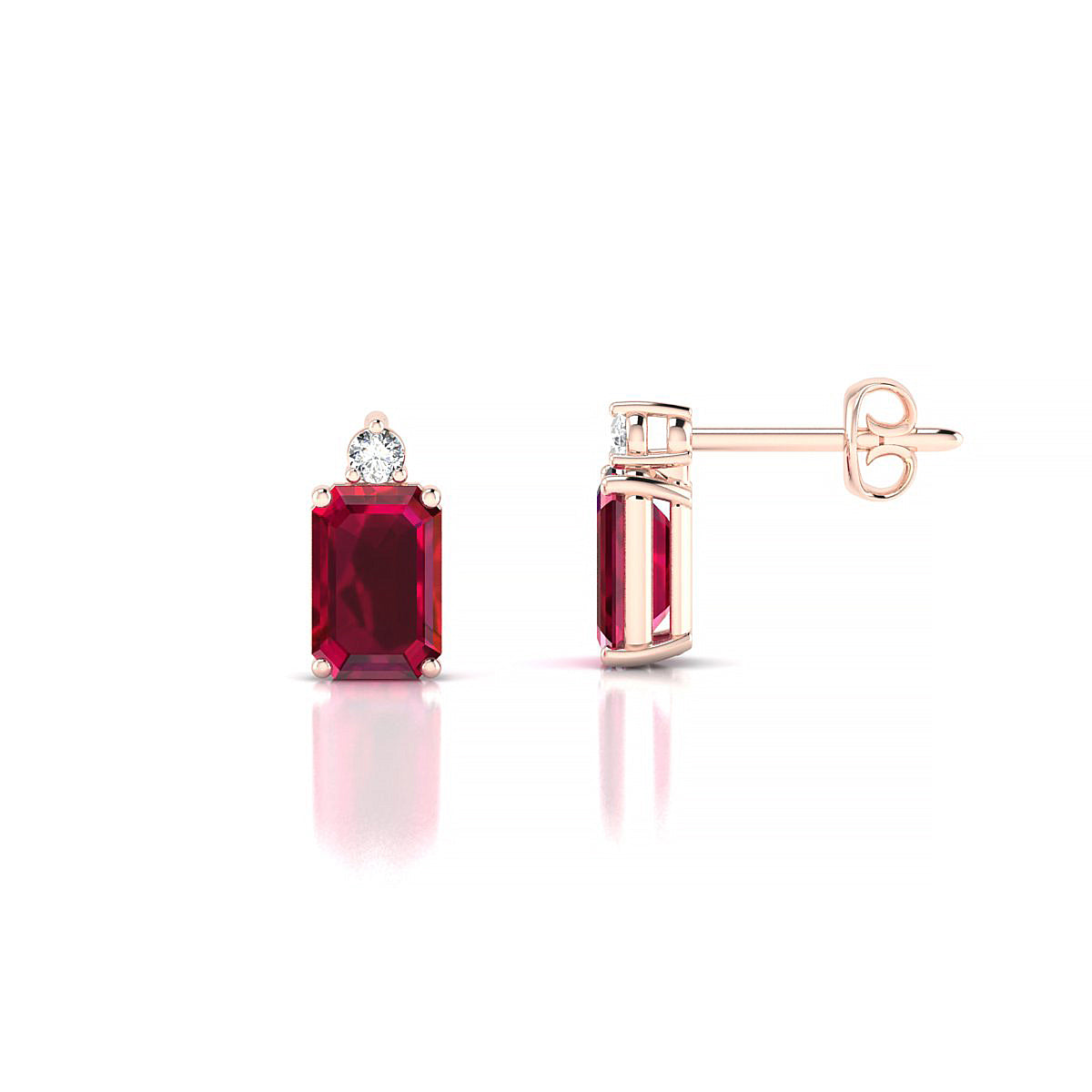 Sparkle | 18k Rose Gold 6 x 4 mm Emerald Ruby Earrings