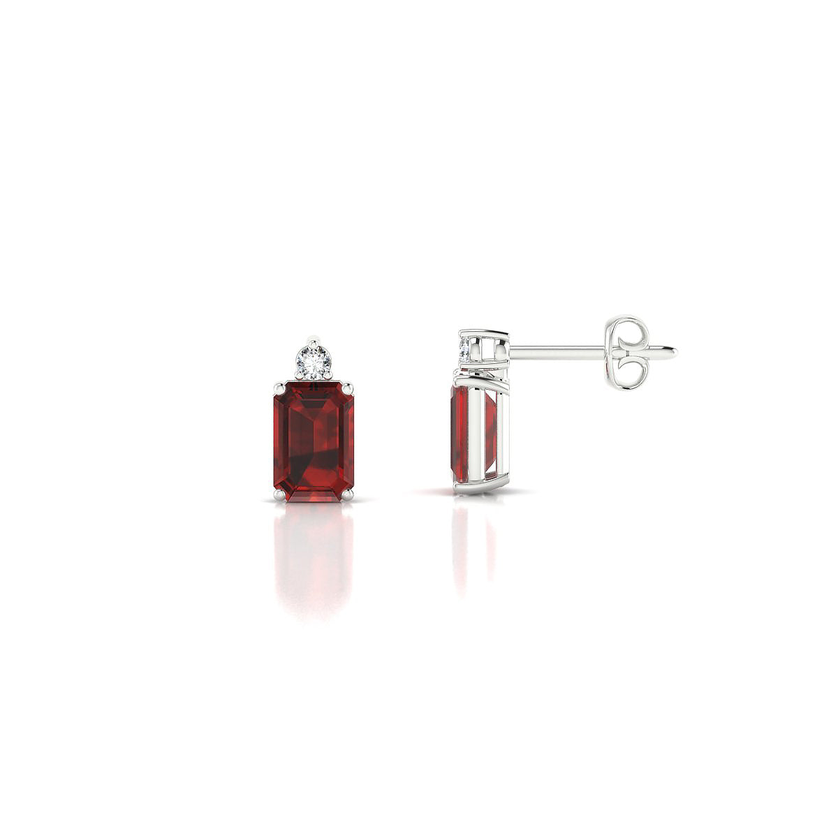 Sparkle | 18k White Gold 6 x 4 mm Emerald Garnet Earrings