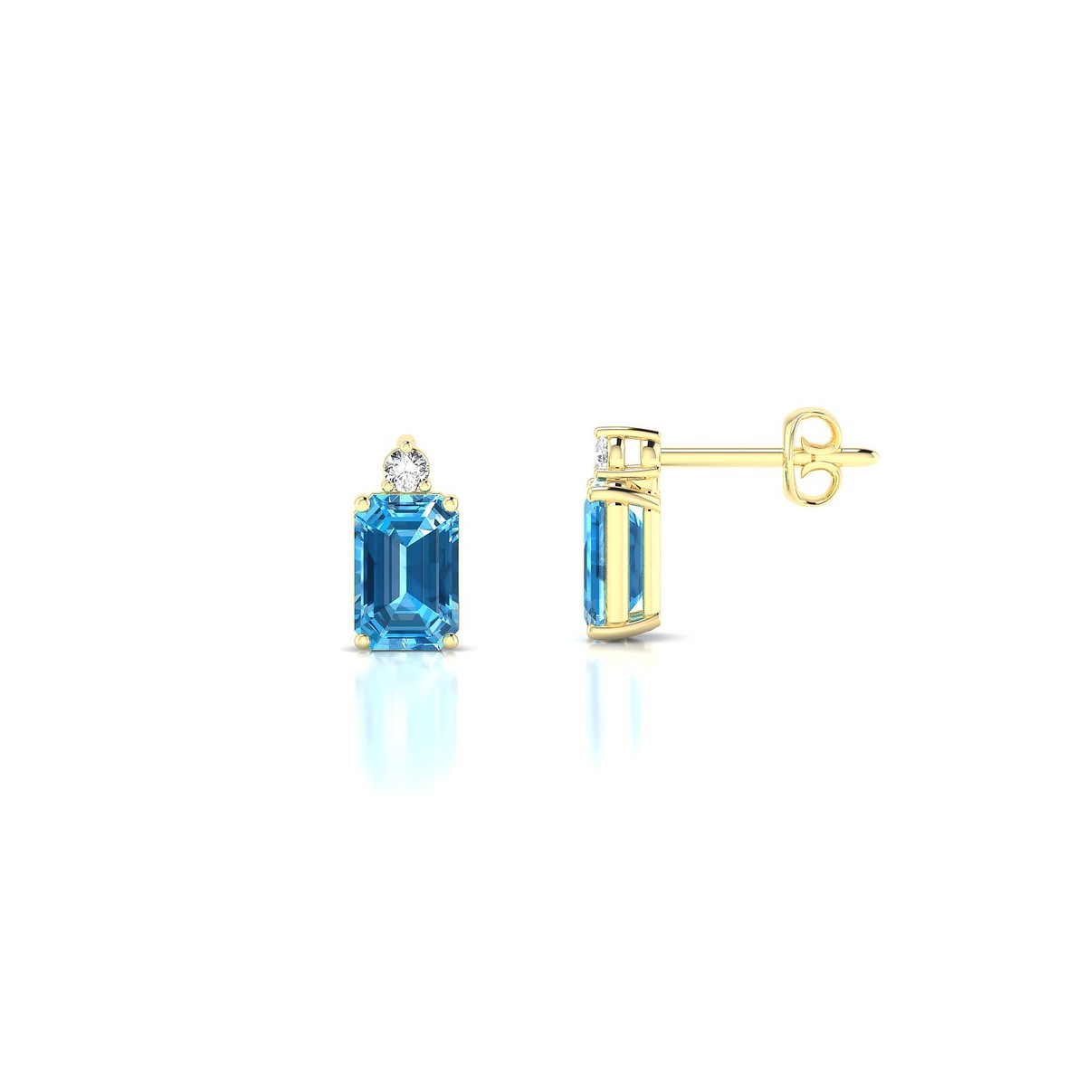 Sparkle | 18k Yellow Gold 6 x 4 mm Emerald Topaz Earrings