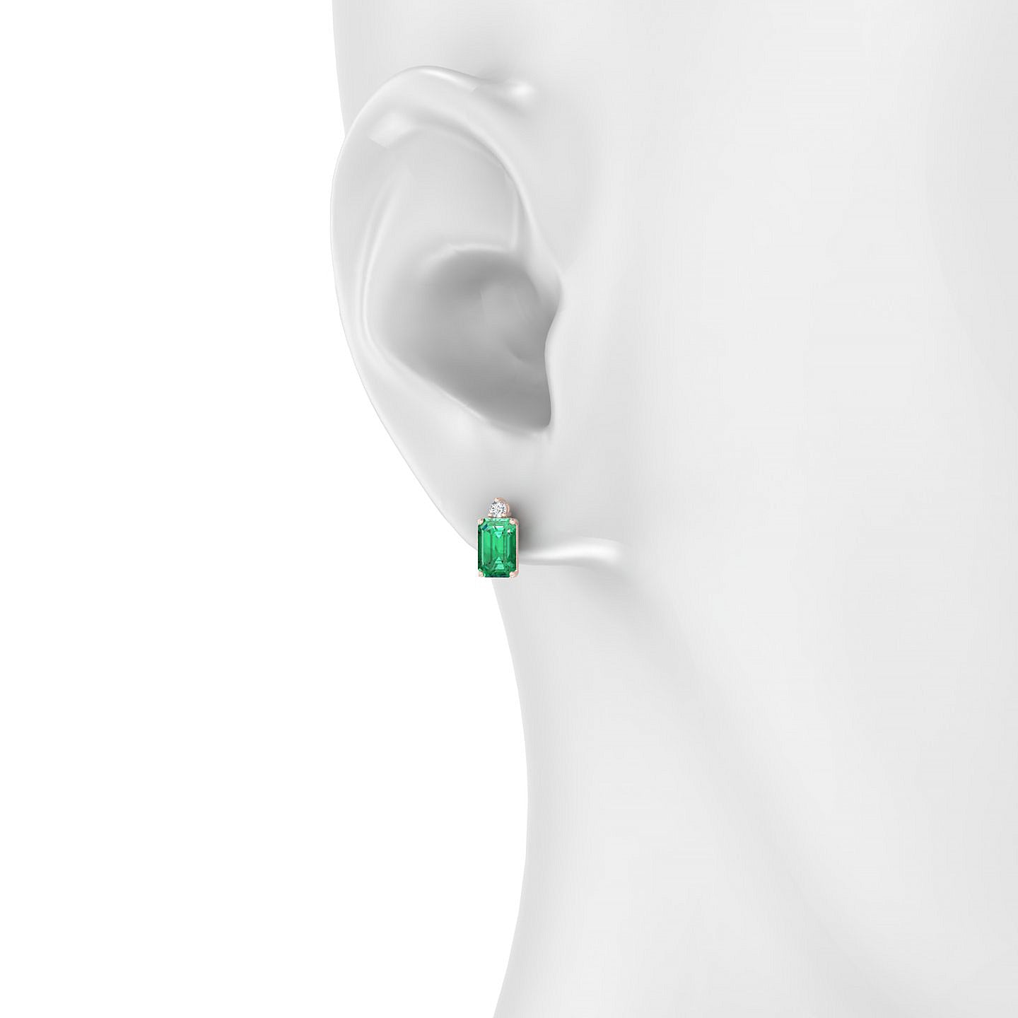 Sparkle | 18k Rose Gold 6 x 4 mm Emerald Emerald Earrings