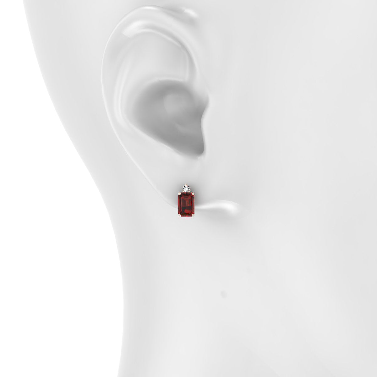 Sparkle | 18k Rose Gold 6 x 4 mm Emerald Garnet Earrings