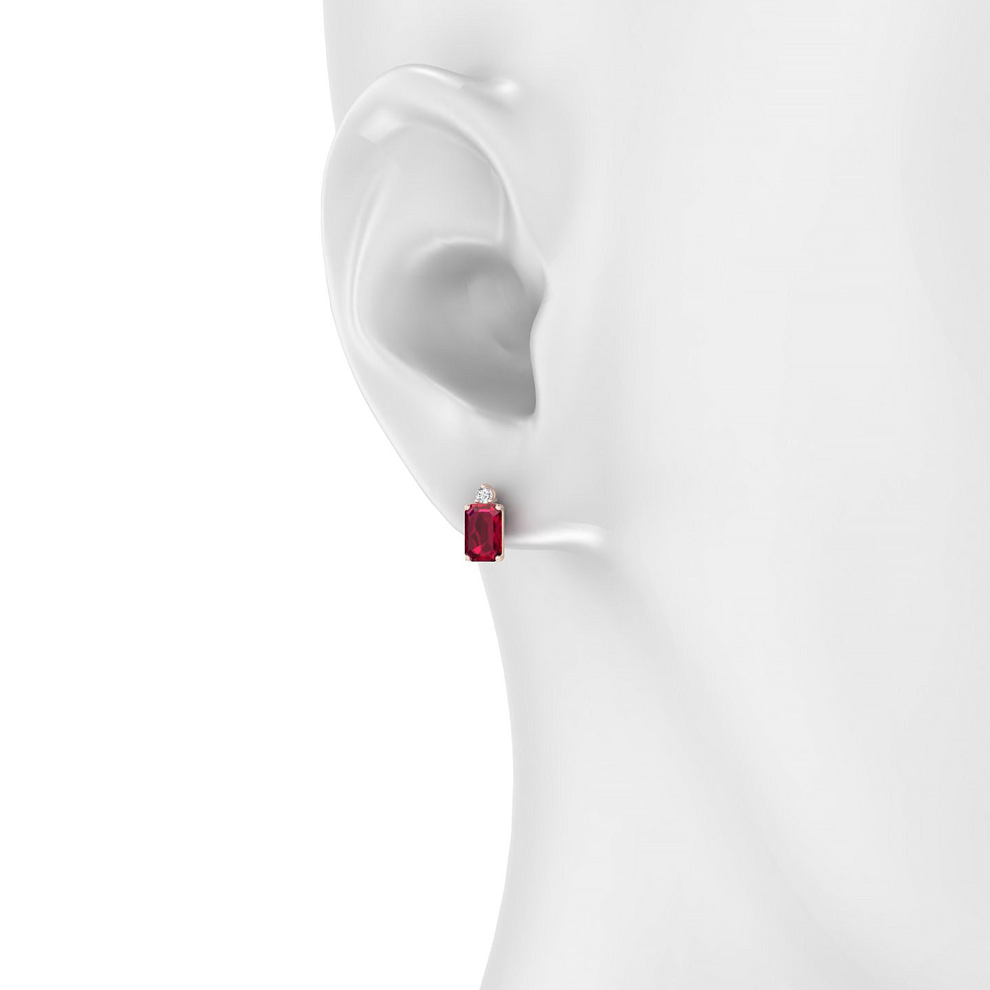 Sparkle | 18k Rose Gold 6 x 4 mm Emerald Ruby Earrings