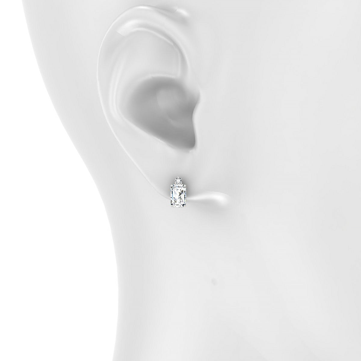Sparkle | 18k White Gold 6 x 4 mm Emerald Diamond Earrings