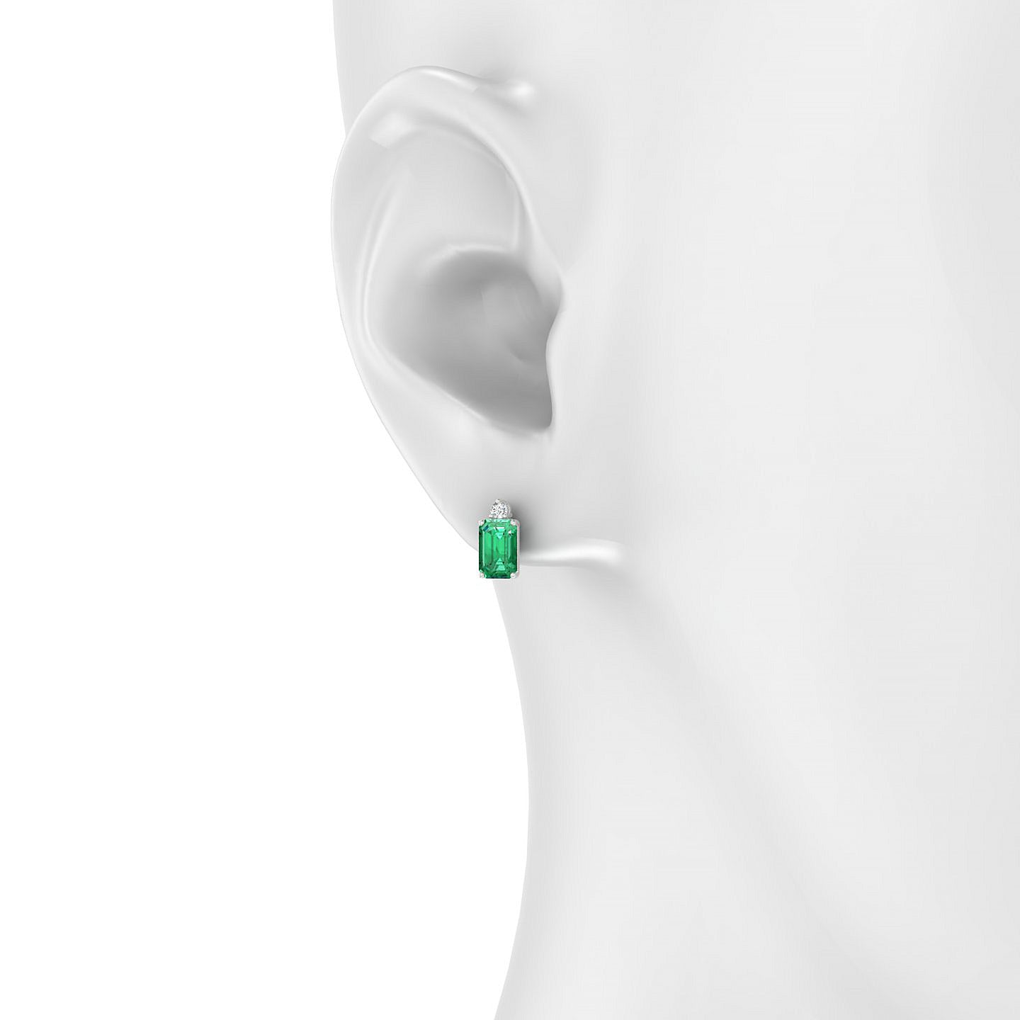 Sparkle | 18k White Gold 6 x 4 mm Emerald Emerald Earrings