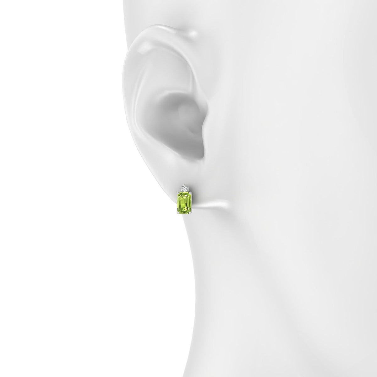 Sparkle | 18k White Gold 6 x 4 mm Emerald Peridot Earrings
