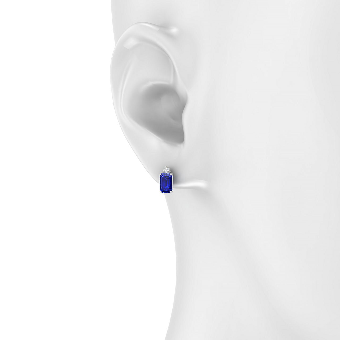 Sparkle | 18k White Gold 6 x 4 mm Emerald Sapphire Earrings
