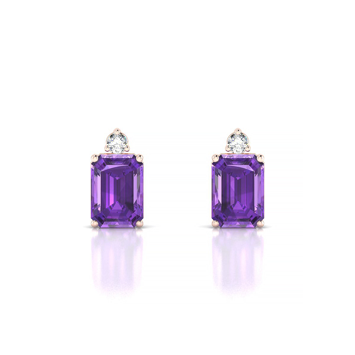 Sparkle | 18k Rose Gold 7 x 5 mm Emerald Amethyst Earrings