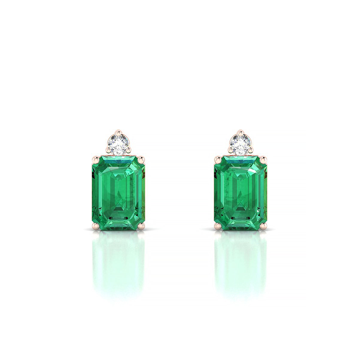 Sparkle | 18k Rose Gold 7 x 5 mm Emerald Emerald Earrings