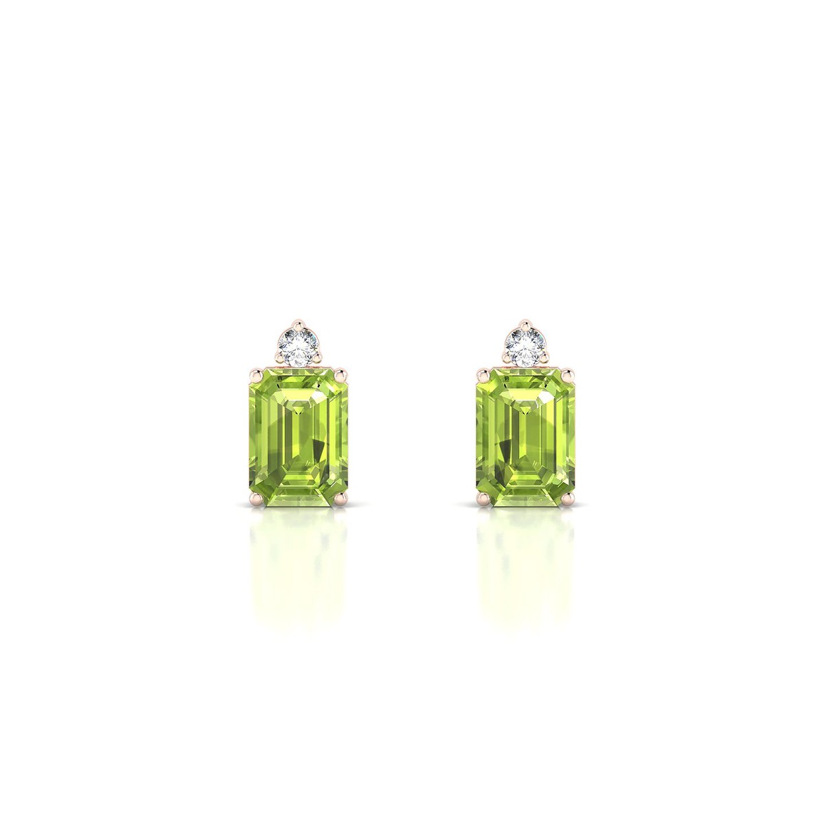 Sparkle | 18k Rose Gold 7 x 5 mm Emerald Peridot Earrings
