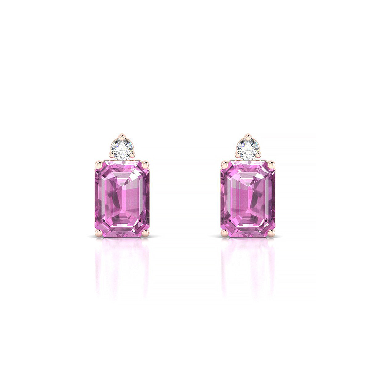 Sparkle | 18k Rose Gold 7 x 5 mm Emerald Pink Sapphire Earrings