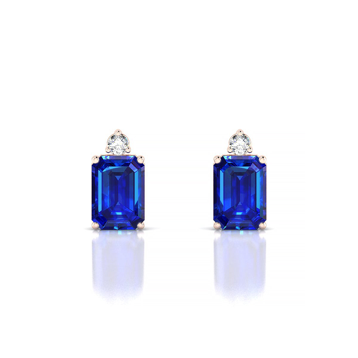 Sparkle | 18k Rose Gold 7 x 5 mm Emerald Sapphire Earrings