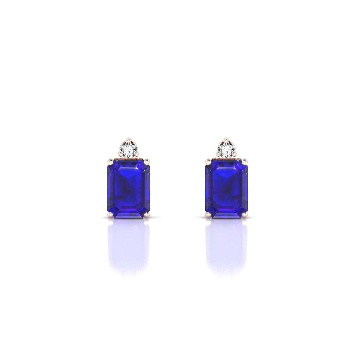 Sparkle | 18k Rose Gold 7 x 5 mm Emerald Tanzanite Earrings