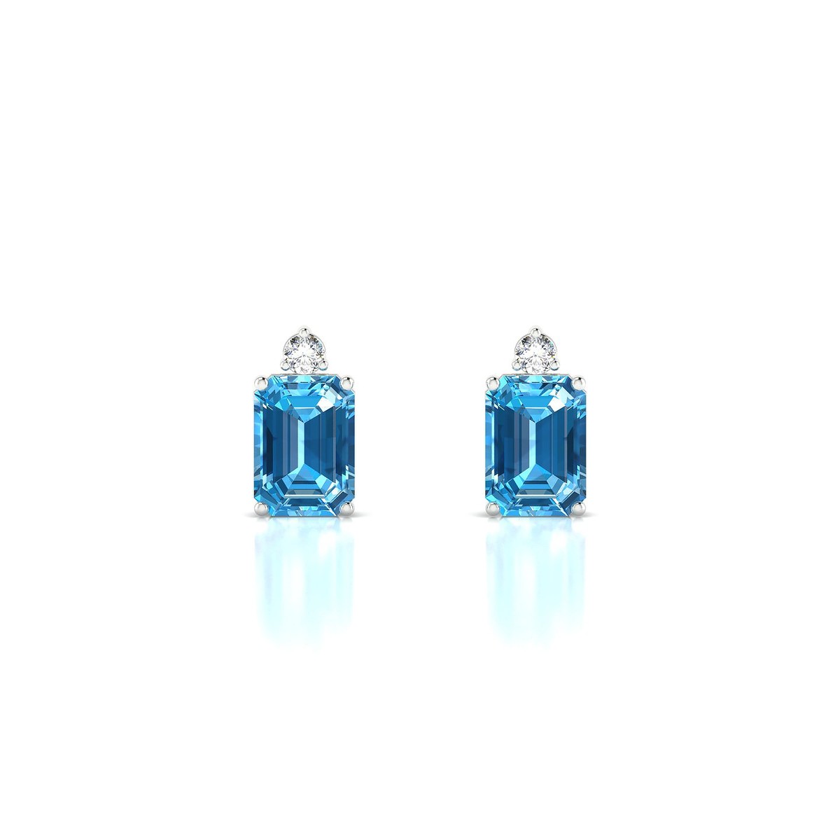 Sparkle | 18k White Gold 7 x 5 mm Emerald Topaz Earrings