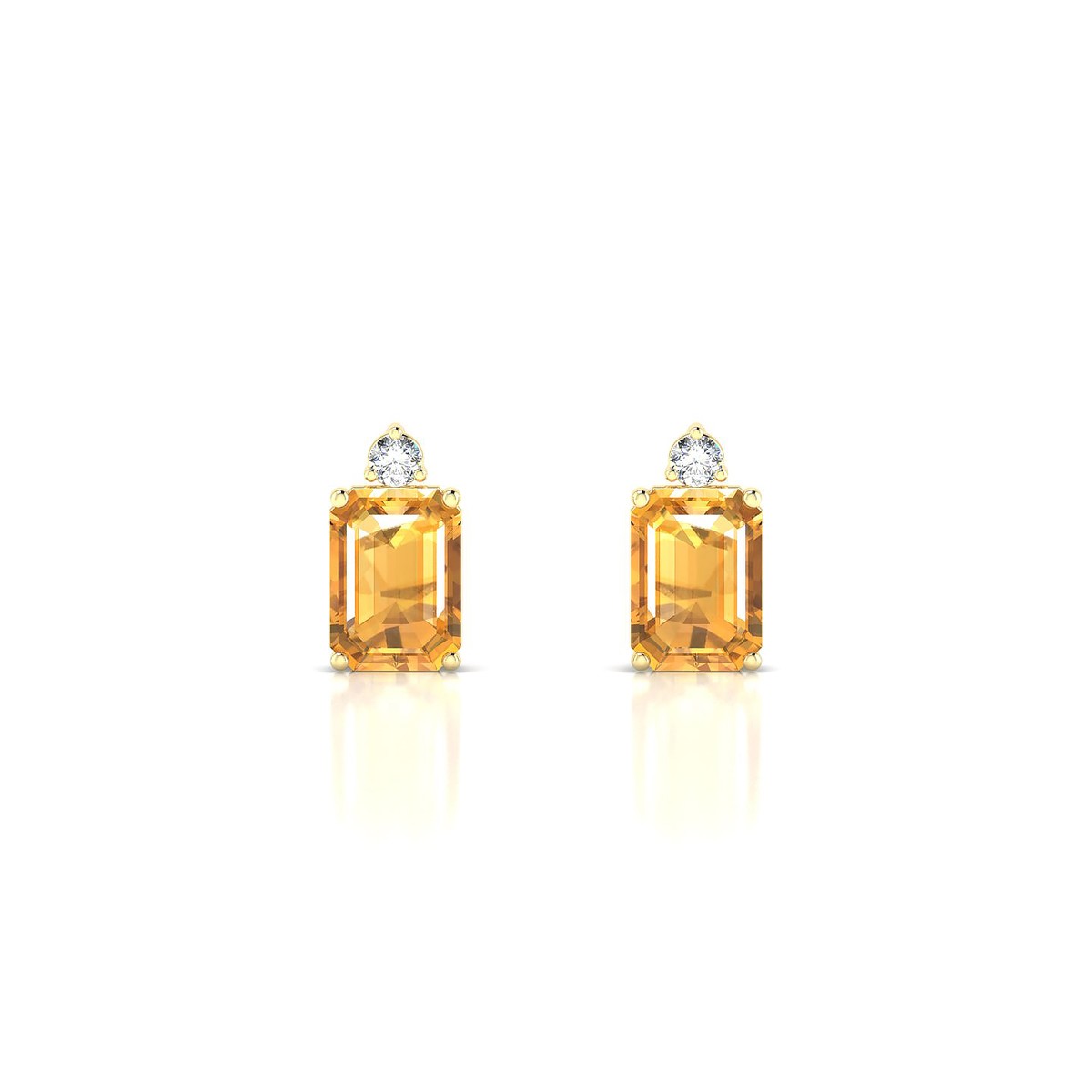 Sparkle | 18k Yellow Gold 7 x 5 mm Emerald Citrine Earrings