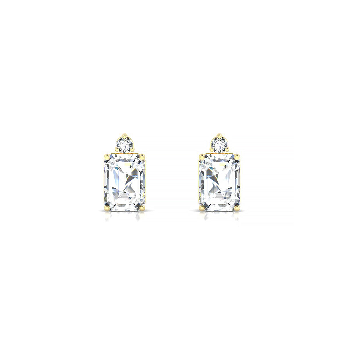 Sparkle | 18k Yellow Gold 7 x 5 mm Emerald Diamond Earrings