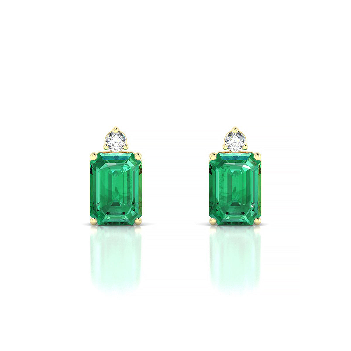 Sparkle | 18k Yellow Gold 7 x 5 mm Emerald Emerald Earrings