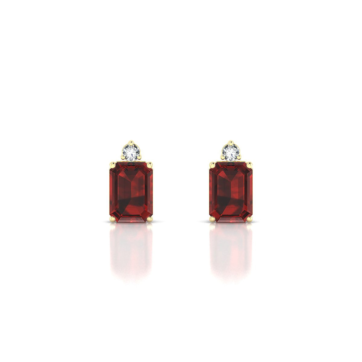 Sparkle | 18k Yellow Gold 7 x 5 mm Emerald Garnet Earrings