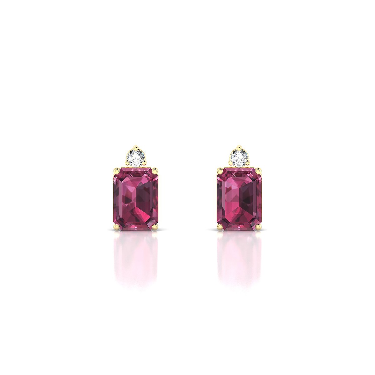 Sparkle | 18k Yellow Gold 7 x 5 mm Emerald Rhodolite Earrings