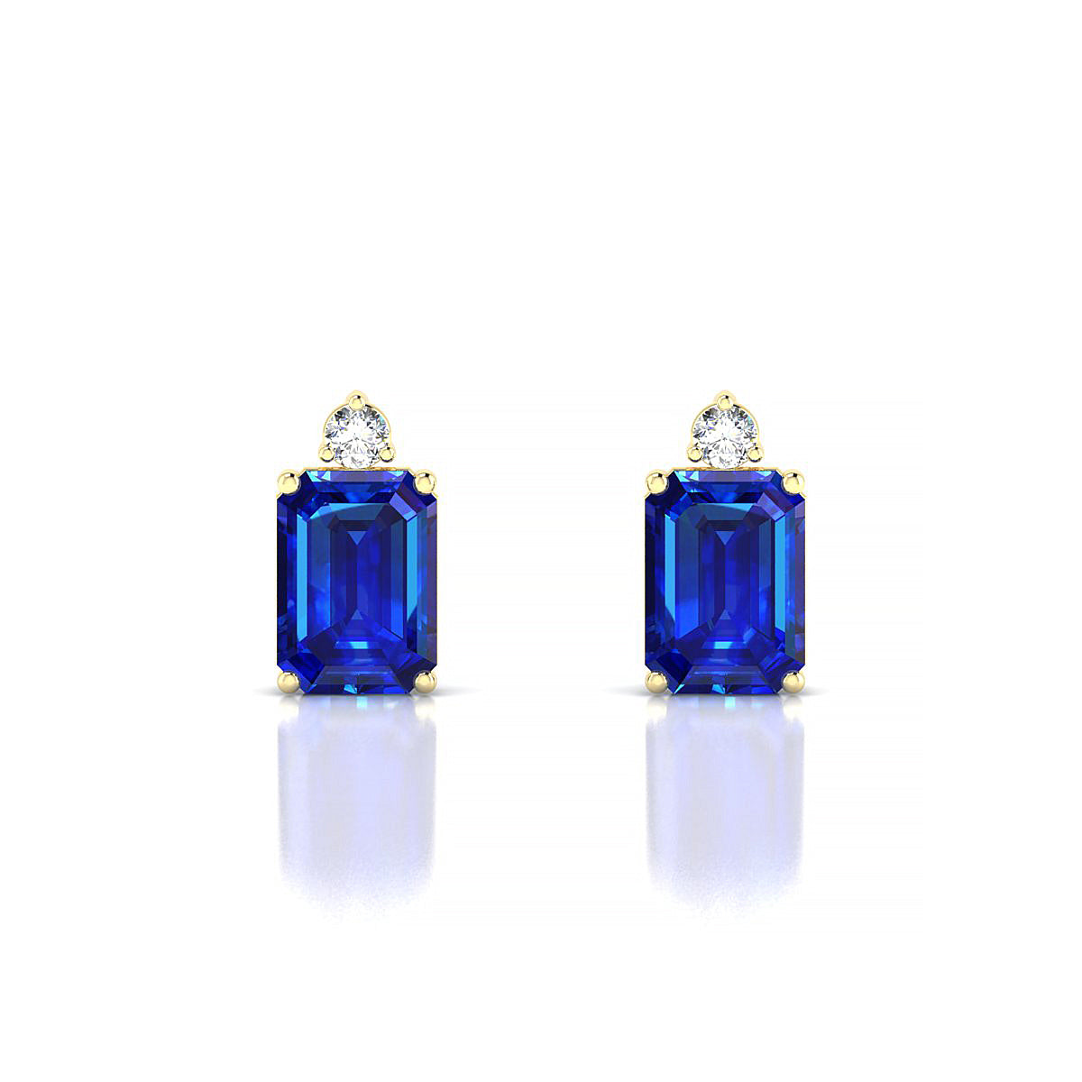 Sparkle | 18k Yellow Gold 7 x 5 mm Emerald Sapphire Earrings