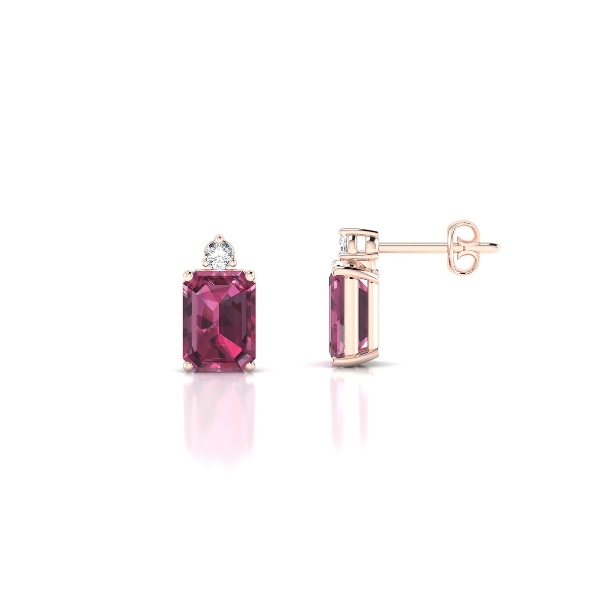 Sparkle | 18k Rose Gold 7 x 5 mm Emerald Rhodolite Earrings