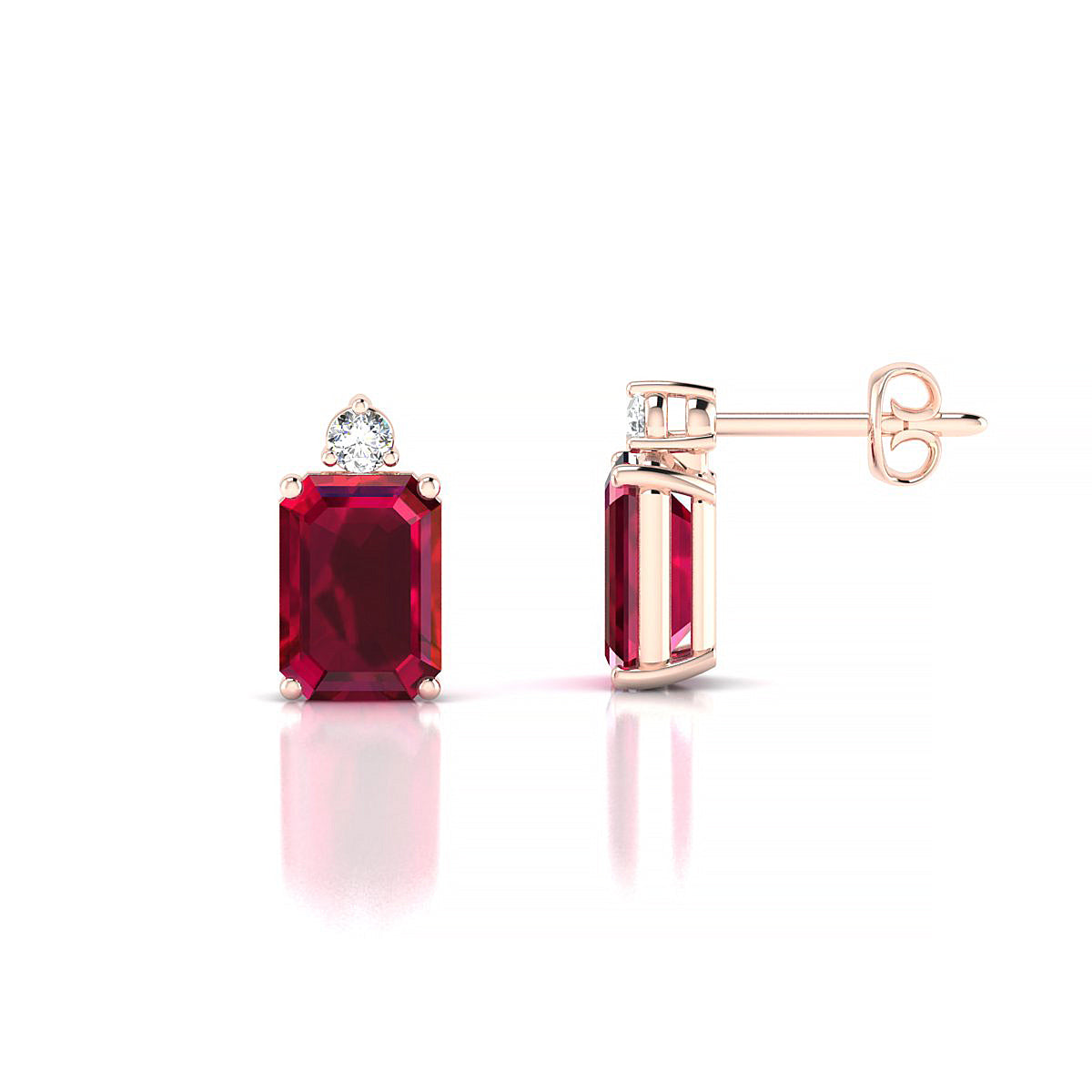 Sparkle | 18k Rose Gold 7 x 5 mm Emerald Ruby Earrings
