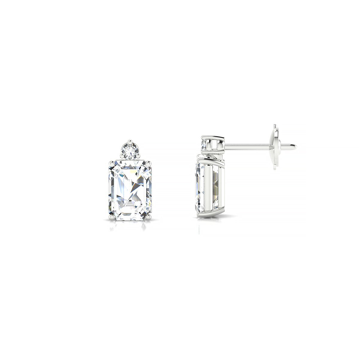 Sparkle | 18k White Gold 7 x 5 mm Emerald Diamond Earrings