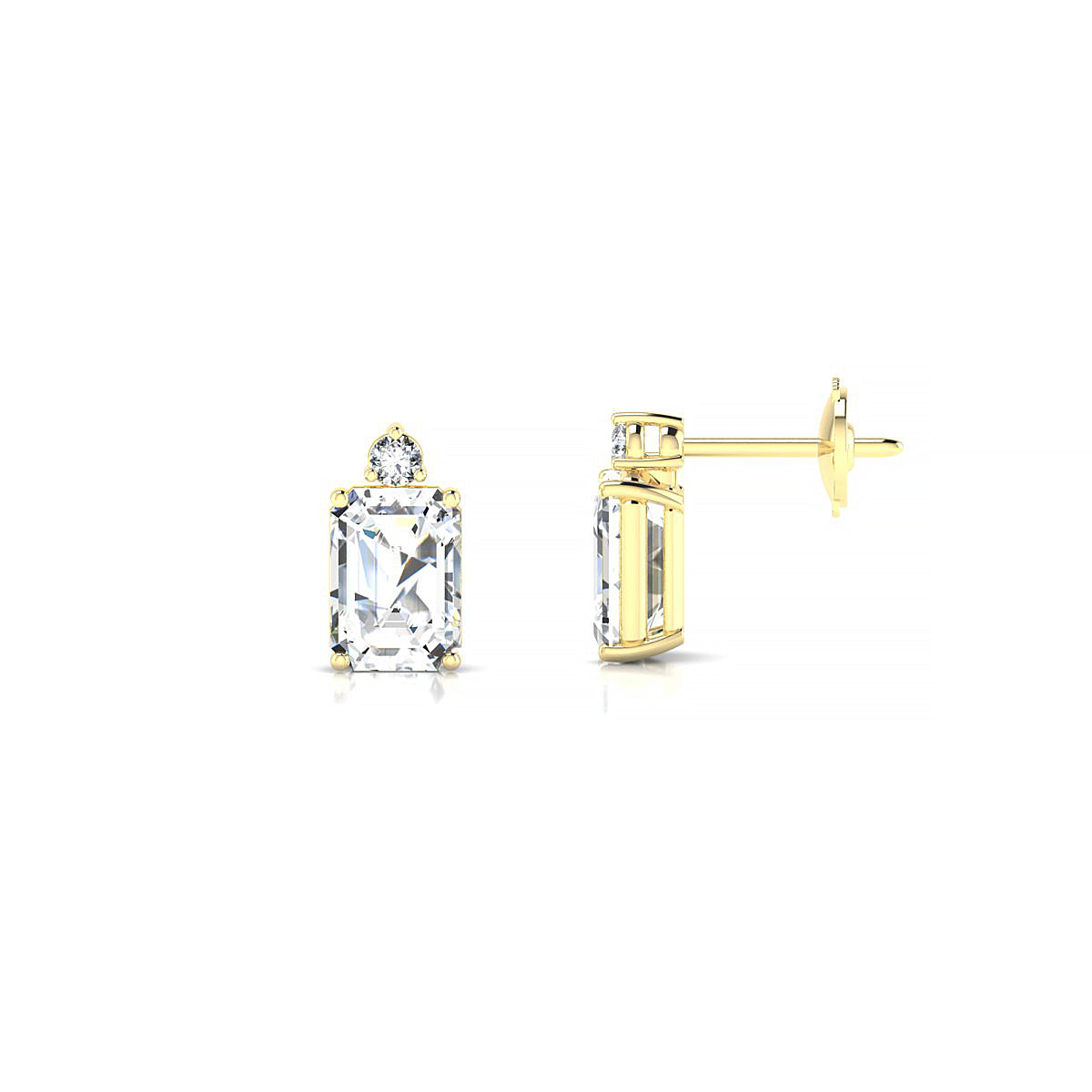 Sparkle | 18k Yellow Gold 7 x 5 mm Emerald Diamond Earrings