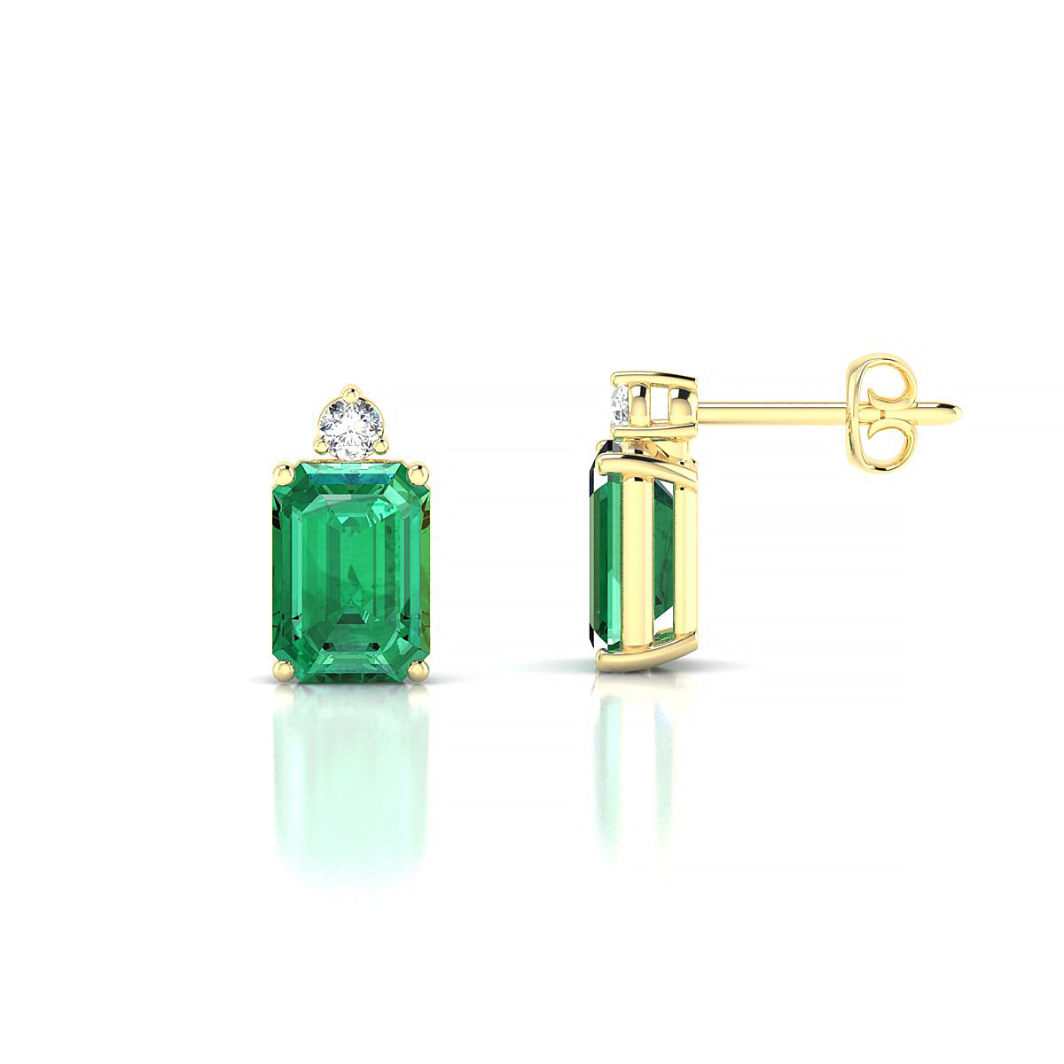 Sparkle | 18k Yellow Gold 7 x 5 mm Emerald Emerald Earrings