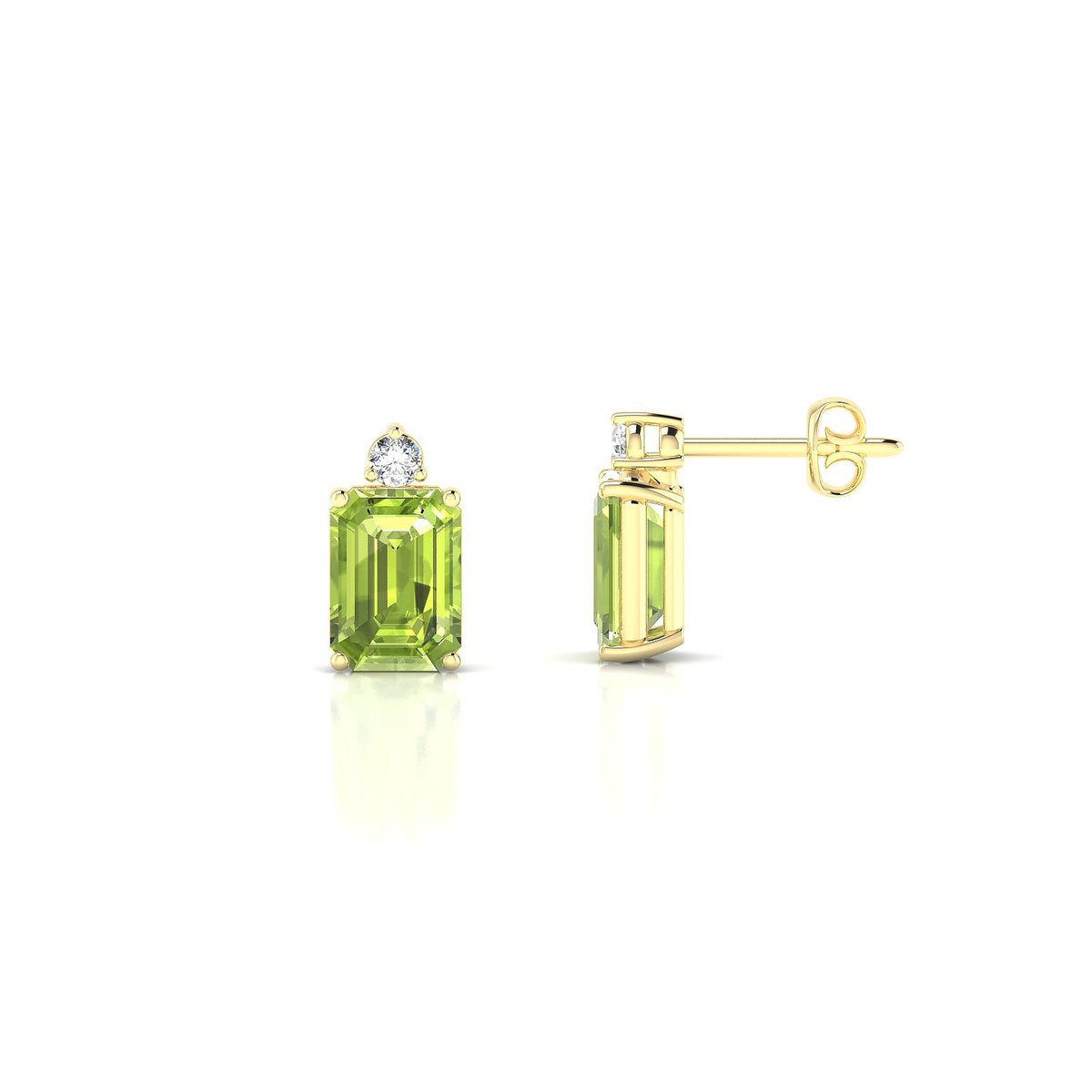 Sparkle | 18k Yellow Gold 7 x 5 mm Emerald Peridot Earrings