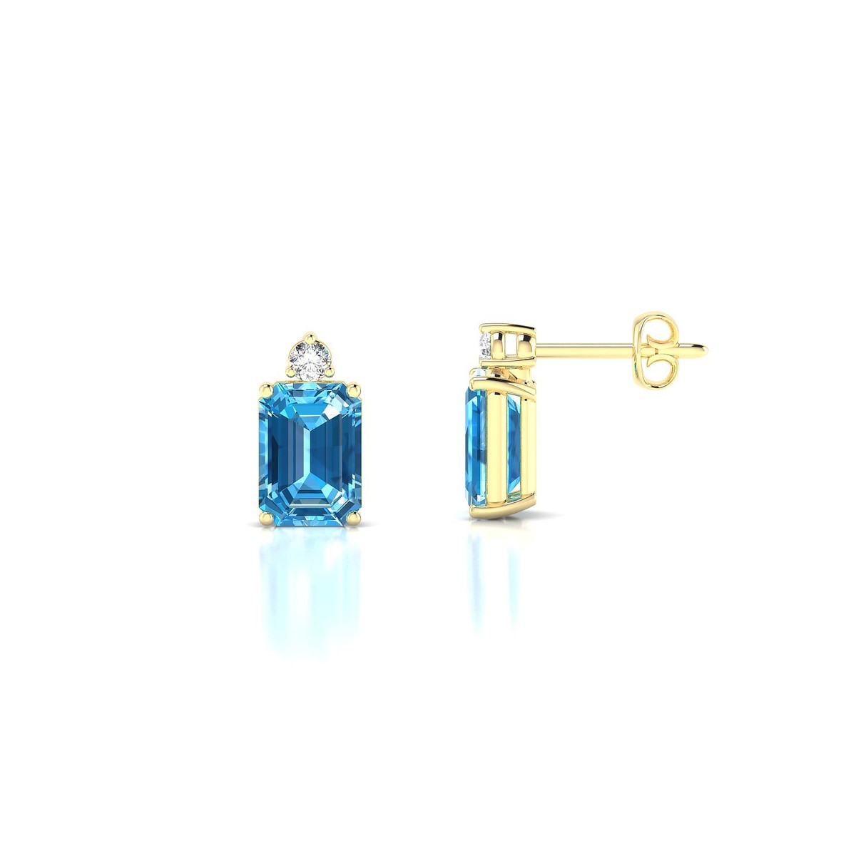 Sparkle | 18k Yellow Gold 7 x 5 mm Emerald Topaz Earrings