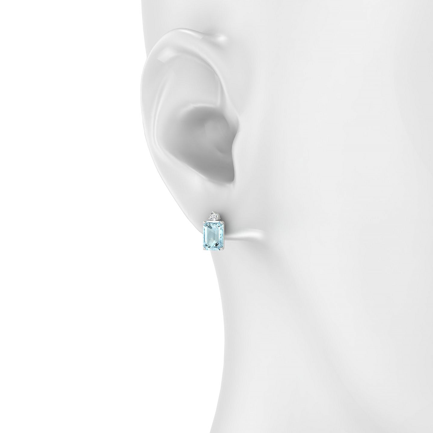 Sparkle | 18k White Gold 7 x 5 mm Emerald Aquamarine Earrings