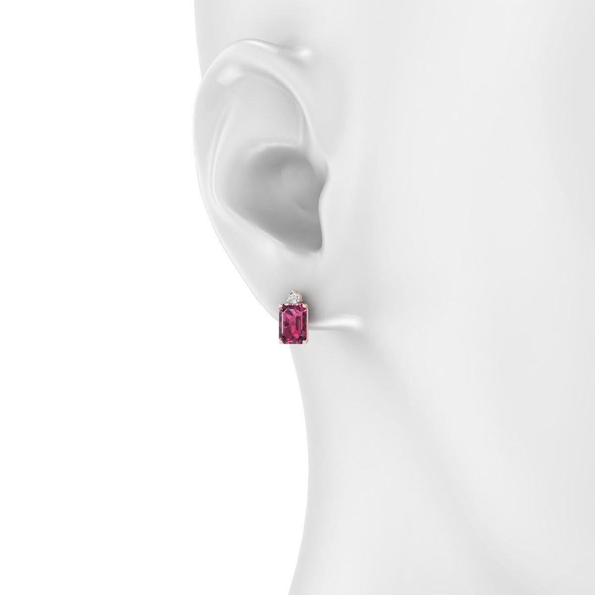 Sparkle | 18k Rose Gold 7 x 5 mm Emerald Rhodolite Earrings
