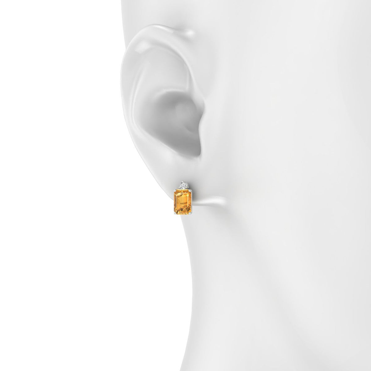 Sparkle | 18k White Gold 7 x 5 mm Emerald Citrine Earrings