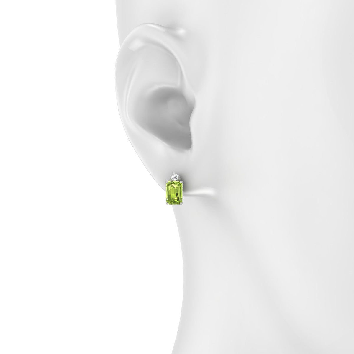 Sparkle | 18k White Gold 7 x 5 mm Emerald Peridot Earrings