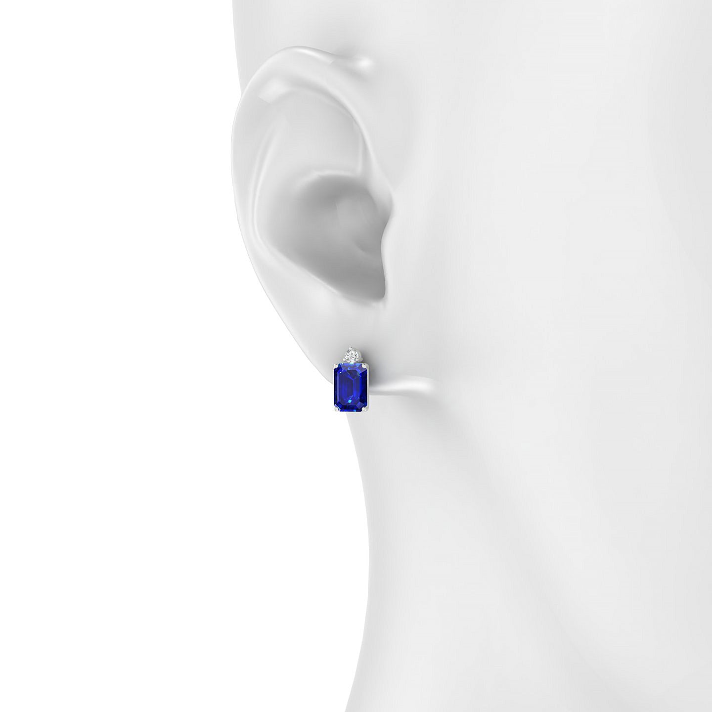 Sparkle | 18k White Gold 7 x 5 mm Emerald Sapphire Earrings