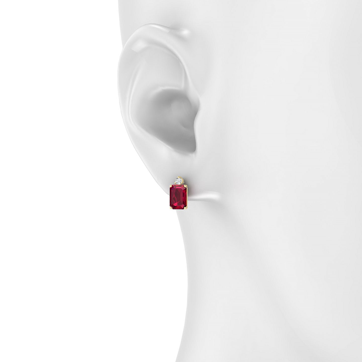 Sparkle | 18k Yellow Gold 7 x 5 mm Emerald Ruby Earrings