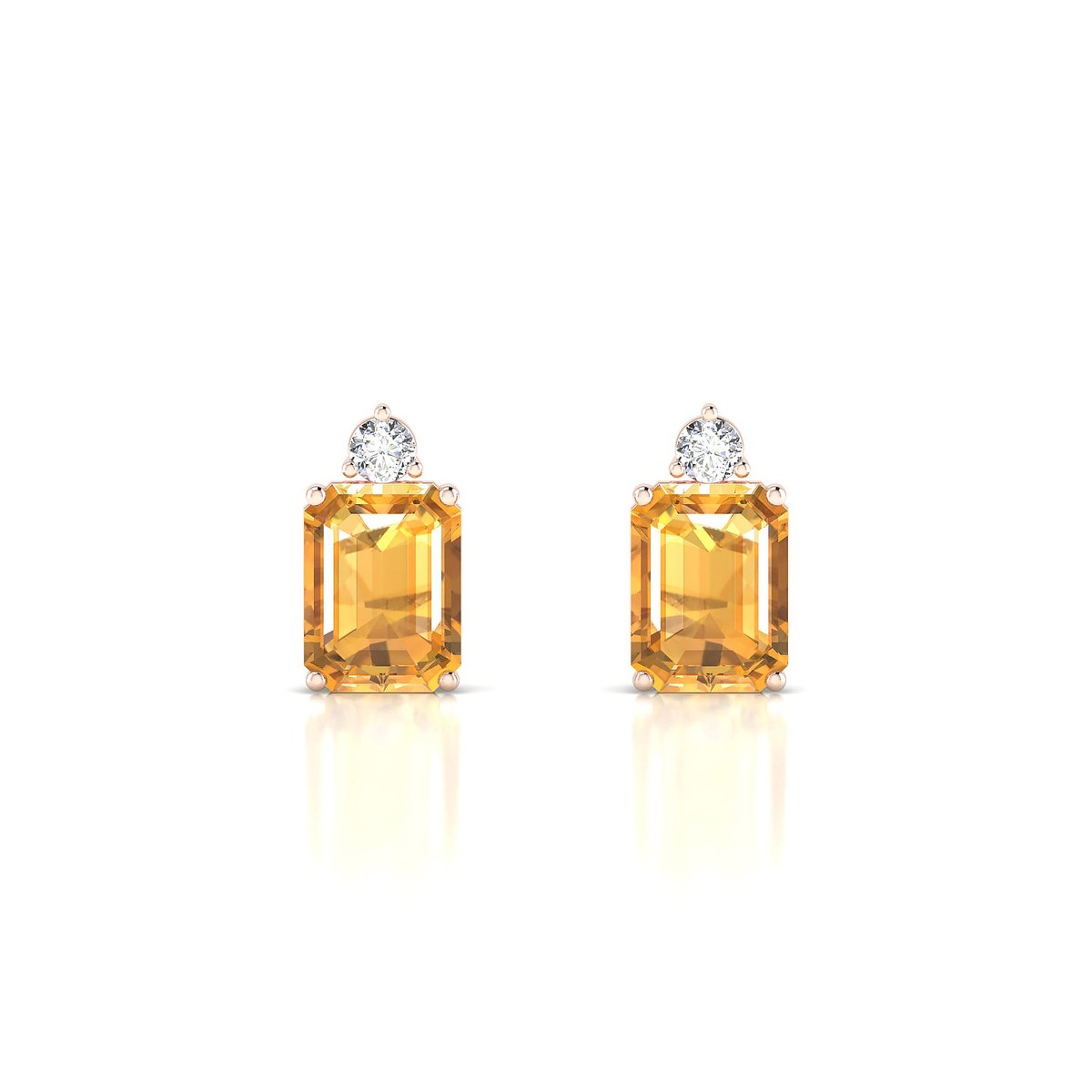 Sparkle | 18k Rose Gold 8 x 6 mm Emerald Citrine Earrings