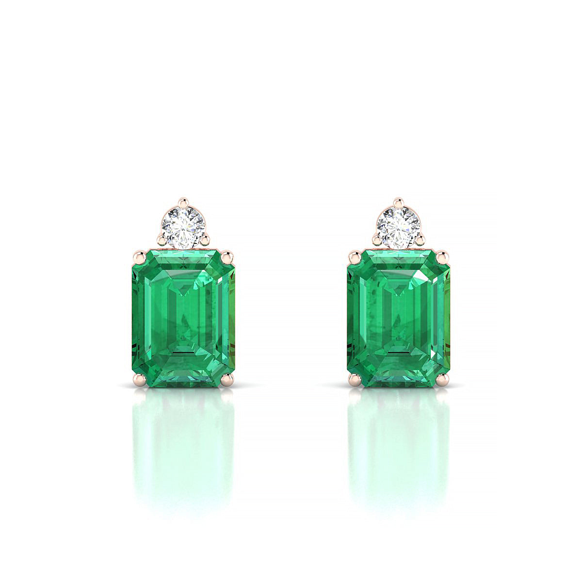 Sparkle | 18k Rose Gold 8 x 6 mm Emerald Emerald Earrings