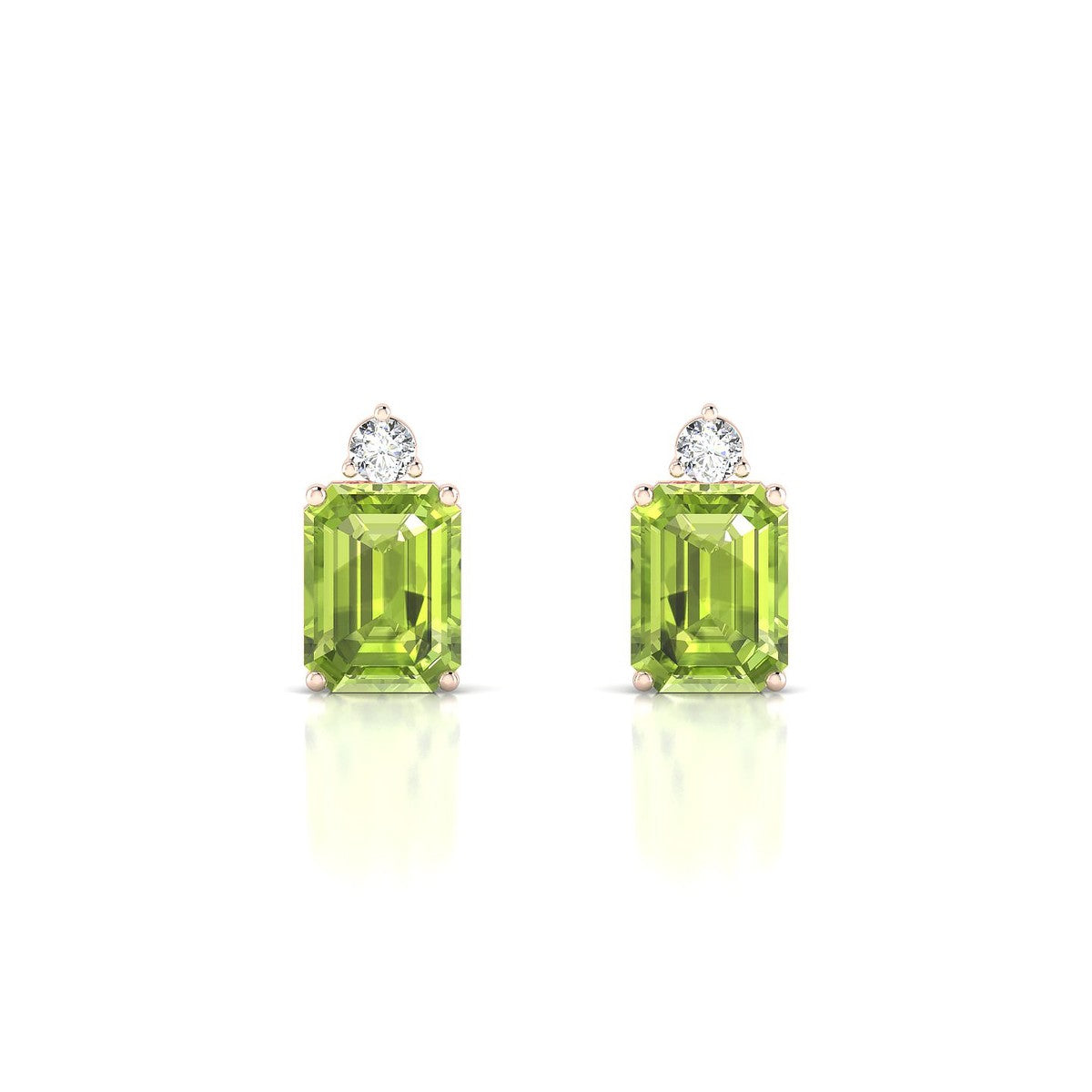 Sparkle | 18k Rose Gold 8 x 6 mm Emerald Peridot Earrings