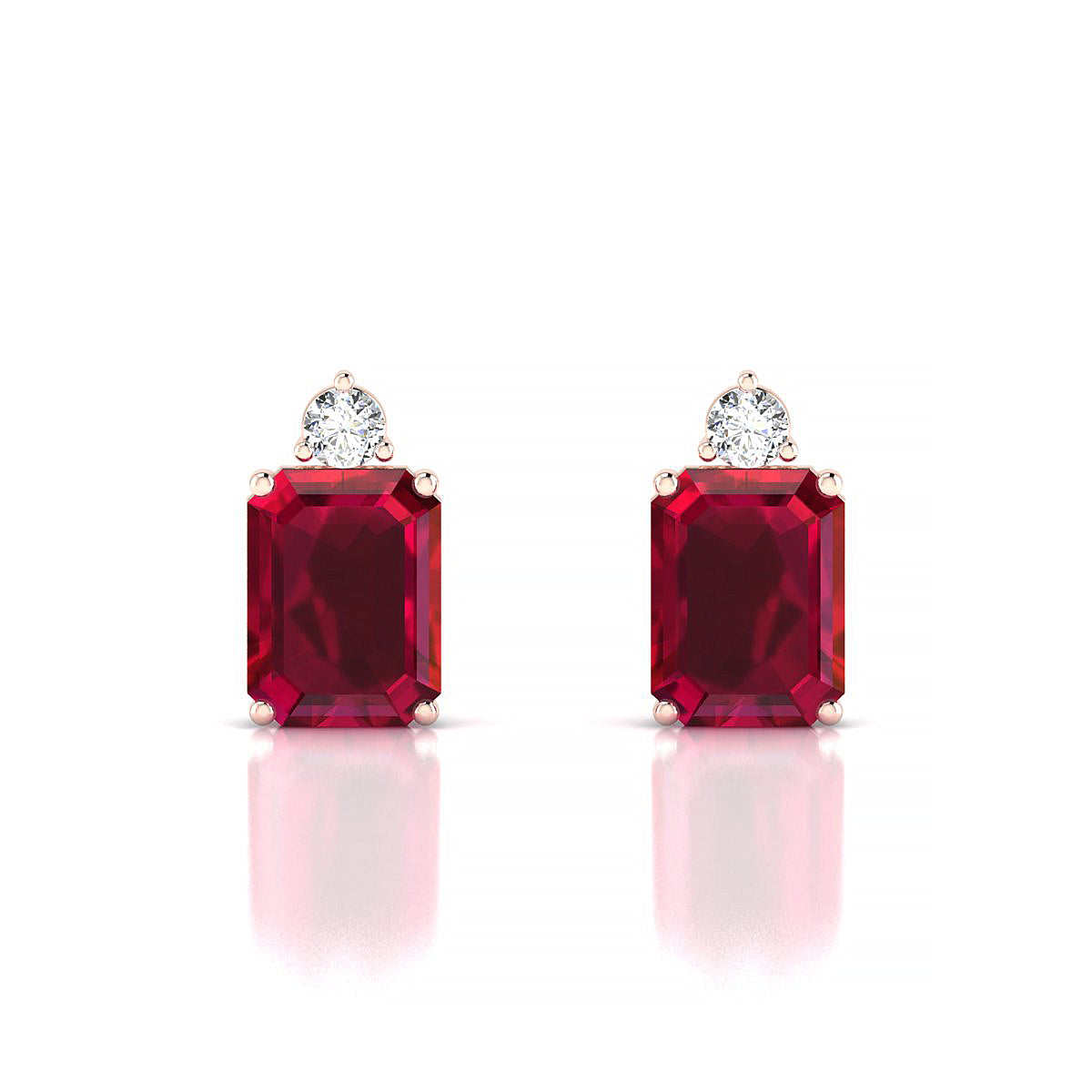 Sparkle | 18k Rose Gold 8 x 6 mm Emerald Ruby Earrings