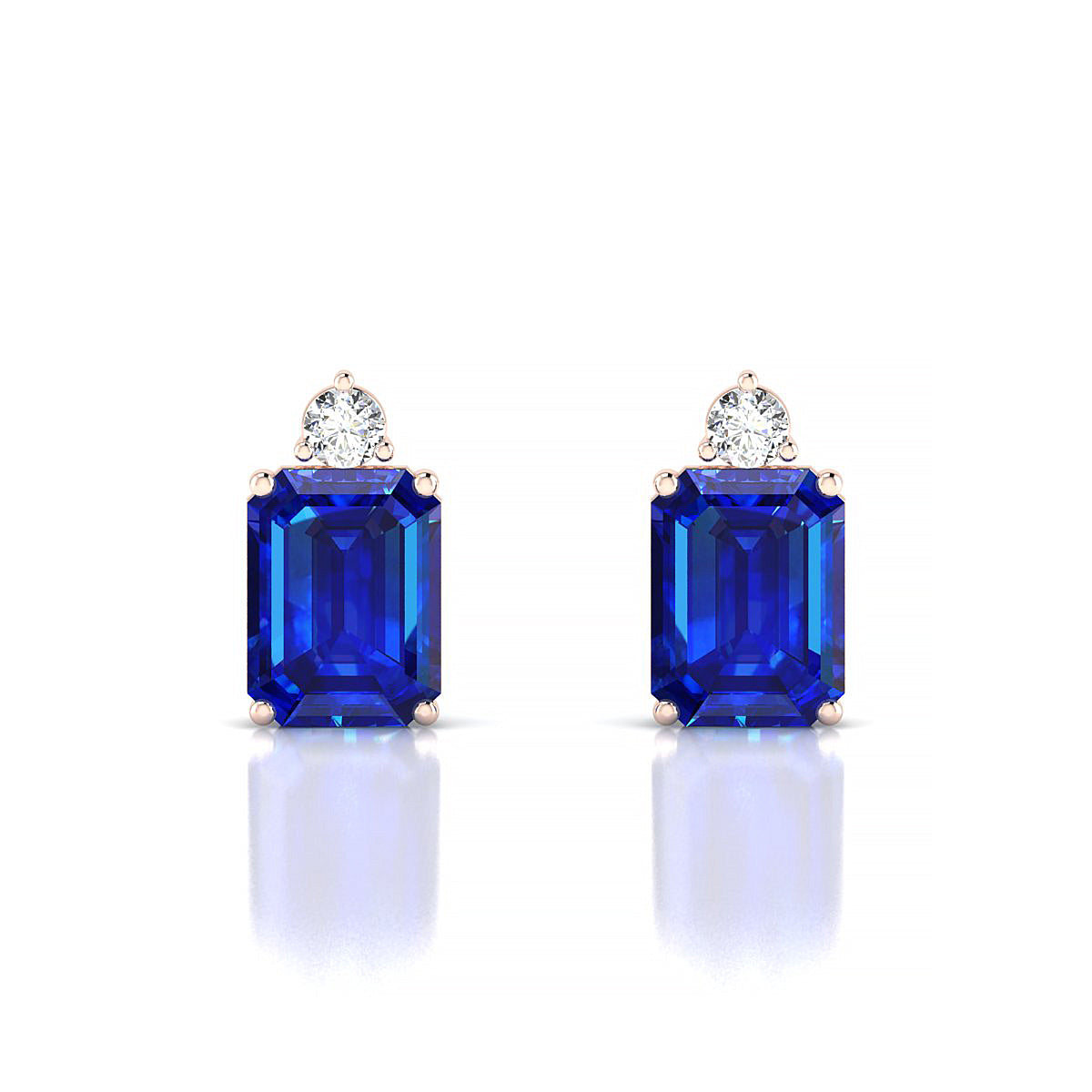 Sparkle | 18k Rose Gold 8 x 6 mm Emerald Sapphire Earrings