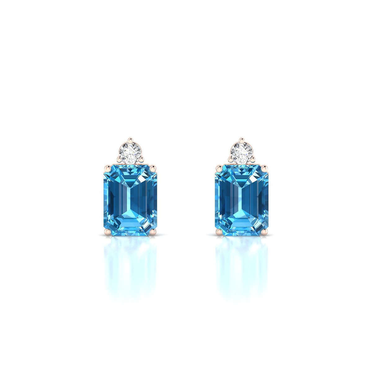 Sparkle | 18k Rose Gold 8 x 6 mm Emerald Topaz Earrings