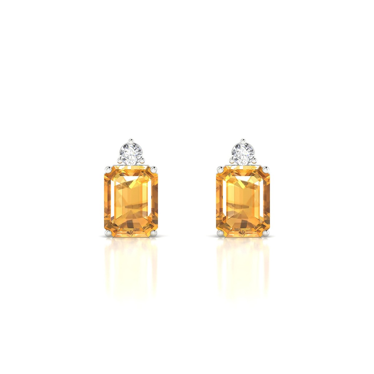 Sparkle | 18k White Gold 8 x 6 mm Emerald Citrine Earrings