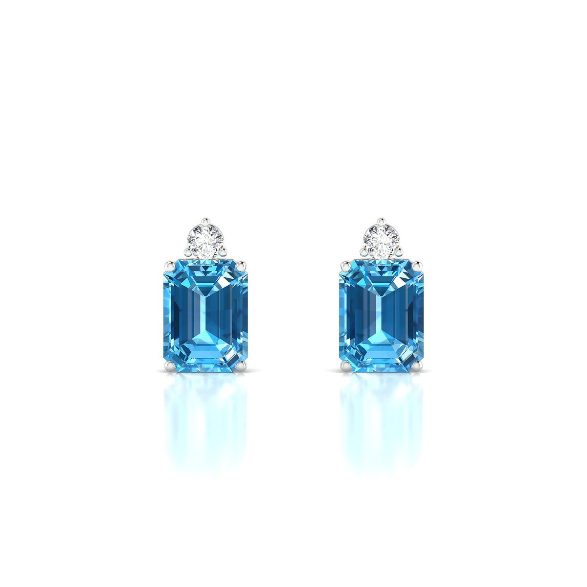 Sparkle | 18k White Gold 8 x 6 mm Emerald Topaz Earrings