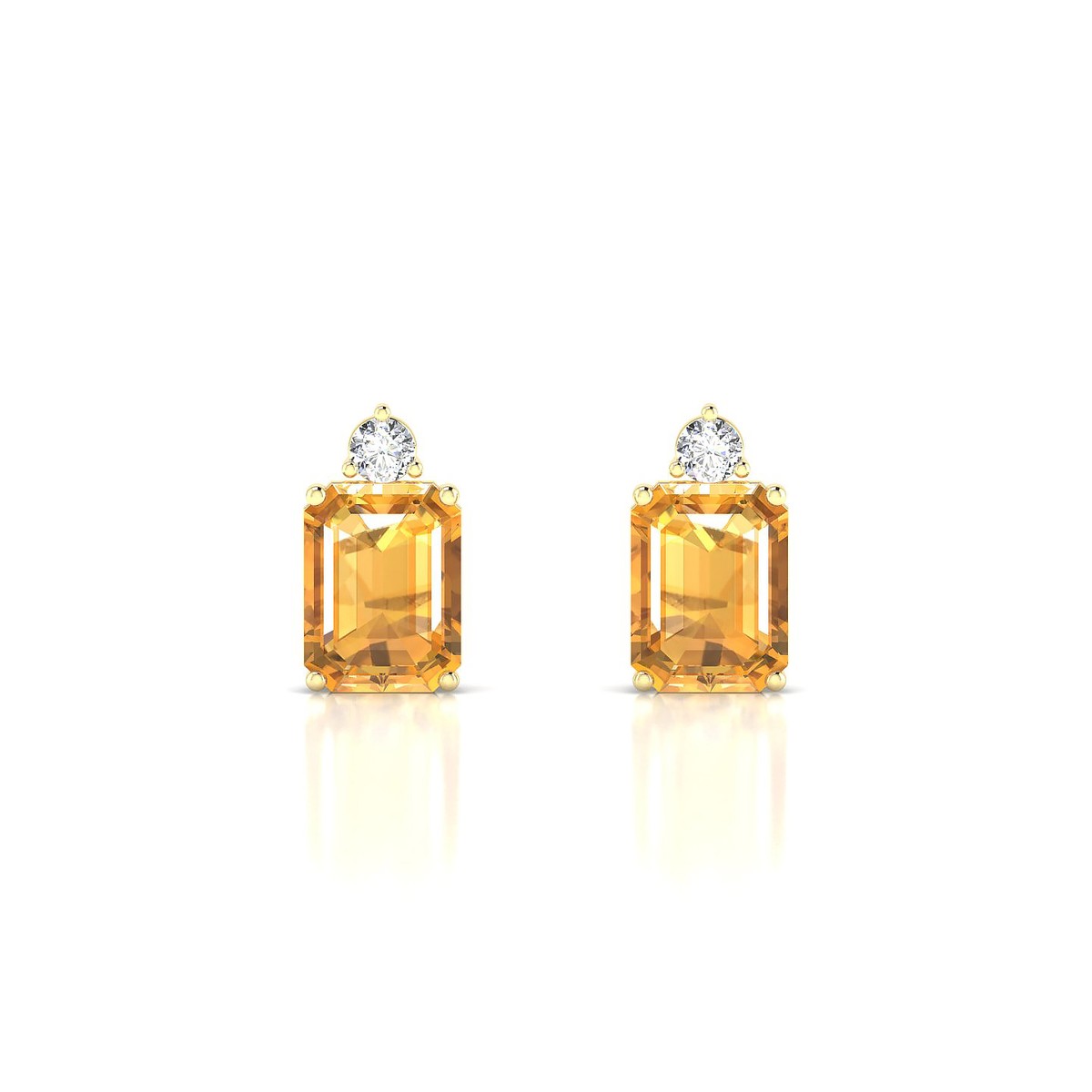 Sparkle | 18k Yellow Gold 8 x 6 mm Emerald Citrine Earrings