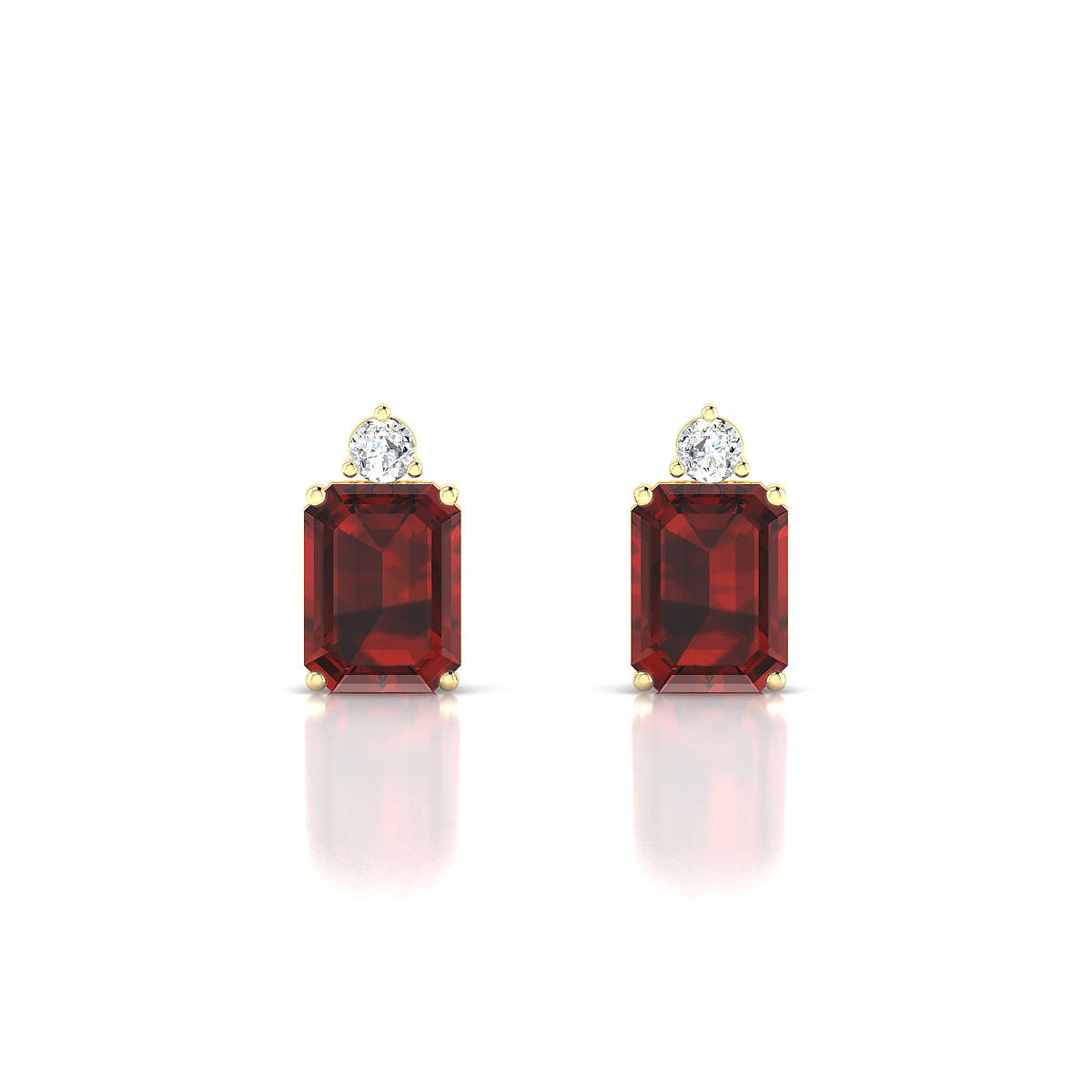 Sparkle | 18k Yellow Gold 8 x 6 mm Emerald Garnet Earrings