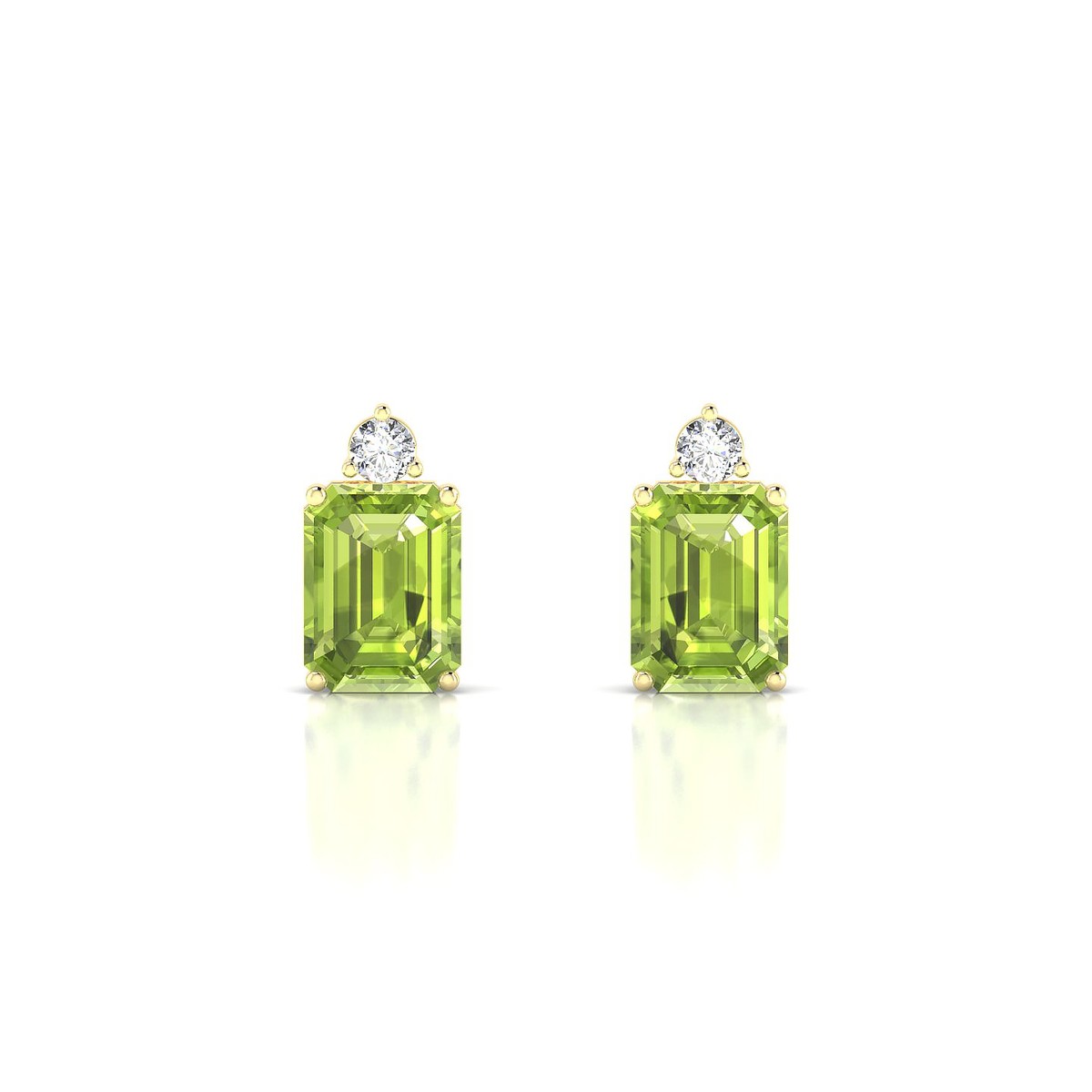 Sparkle | 18k Yellow Gold 8 x 6 mm Emerald Peridot Earrings