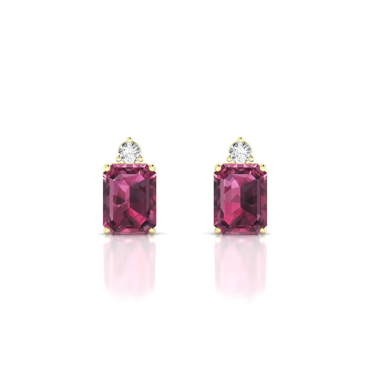Sparkle | 18k Yellow Gold 8 x 6 mm Emerald Rhodolite Earrings