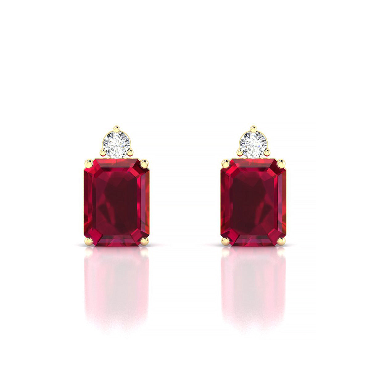 Sparkle | 18k Yellow Gold 8 x 6 mm Emerald Ruby Earrings
